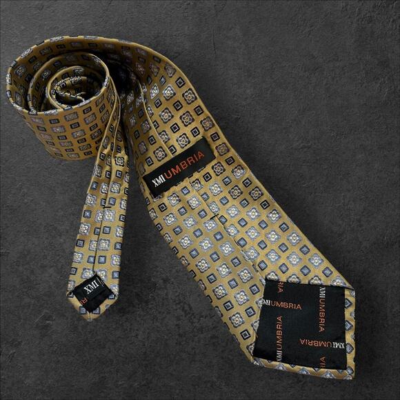 XMI Umbria Men's Geometric 100% Silk Professional Tie - Picture 2 of 3